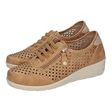 ZAPATOP 24M206 Calzado Calado para Mujer Color Cuero, Ligero, con Plantilla extraíble Suave y Gruesa, Ideal para Primavera y Verano Mujer Deportivos Cuero 38