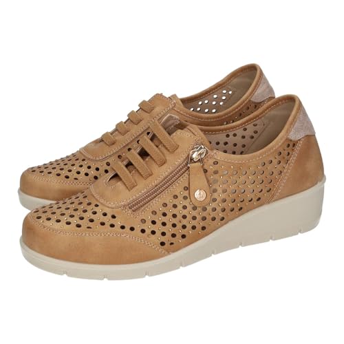 ZAPATOP 24M206 Calzado Calado para Mujer Color Cuero, Ligero, con Plantilla extraíble Suave y Gruesa, Ideal para Primavera y Verano Mujer Deportivos Cuero 38