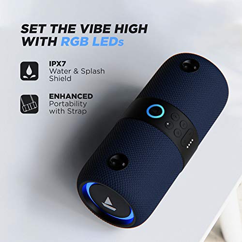 Image of Boat Stone 1208 Bluetooth Speaker with Upto 9 Hours Playback, RGB LEDs, True Wireless Feature, Carry Strap, IPX7 and Ergonomical Design(Blue)