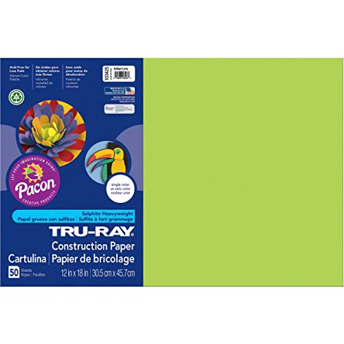 Tru-Ray Heavyweight Construction Paper, Brilliant Lime, 12" X 18", 50 Sheets #TOP1
