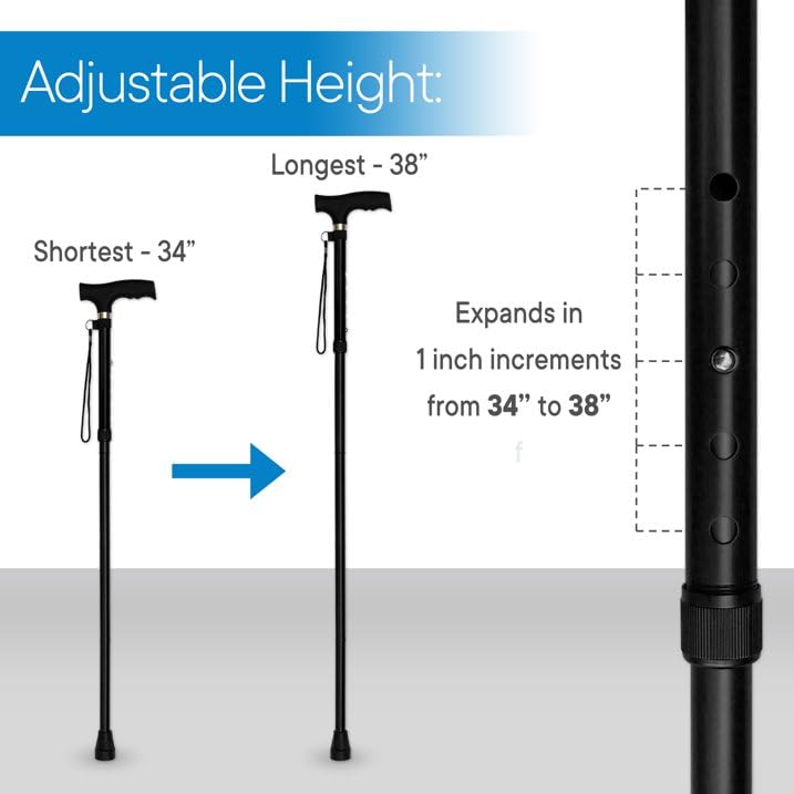 Walking Stick Easy Folding Adjustable Aluminium Cane for Men Women Lightweight Collapsible Sticks Extandable Height - Image 4