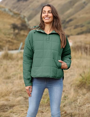 QIBABU Womens Oversized Hooded Puffer Jacket Lightweight Pullover Hoodies Quilted Dolman Long Sleeve Warm Winter Coat3