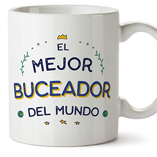 MUGFFINS Tazas para BUCEADOR hombre - En Español - Mejor del Mundo - 11 oz / 330 ml - Regalo original y divertido