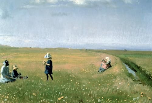 Affiche murale Enfants et jeunes filles cueillant des fleurs impression art bureau 60x90cm