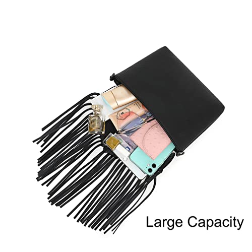 Image of Fringe Crossbody Purse for Women, Vintage Leather Western Boho Purse, Tassel Small Handbag Shoulder Bag