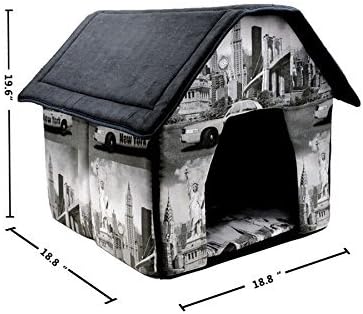Pet House London Print Bed For Dog Cat Puppy 19.6H X18.8W X18.8L