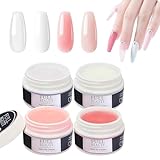 4 x 15ML Gel Unghie Ricostruzione, Lunga durata & alta resistenza, Adatto per Principianti e Professionisti, Builder Nails Gel Ricostruzione Unghie, Perfetto per nail art & manicure fai-da-te