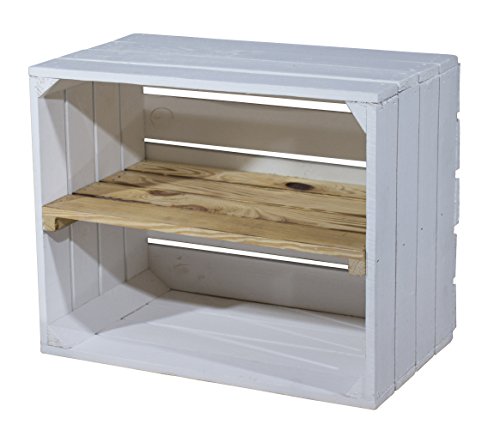 Caisse à fruits en bois blanche avec surface ignifuge - Belle caisse à fruits en blanc et plaquée pour étagère à chaussures et étagère à livres - Étagère murale - Étagère à fruits 50 x 40 x 30 cm Cover