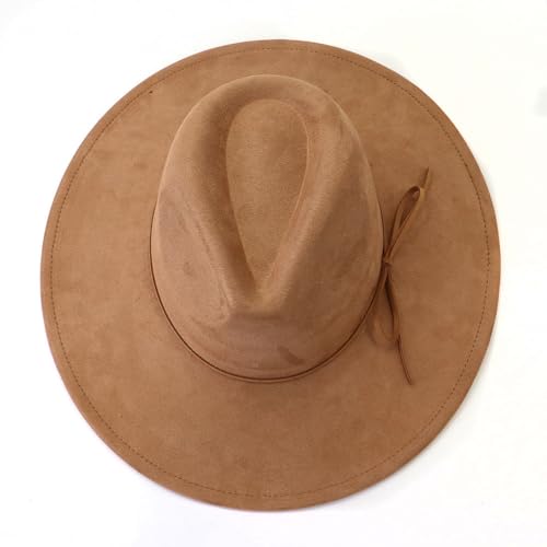 Image of Fedora Hats for Women Man with Big Wide Brim Classic Suede Panama Hat Western Outdoor hat