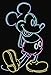 Junior's Mickey & Friends Bright Neon Mickey Mouse Outline Cowl Neck Sweatshirt - Black - X Large