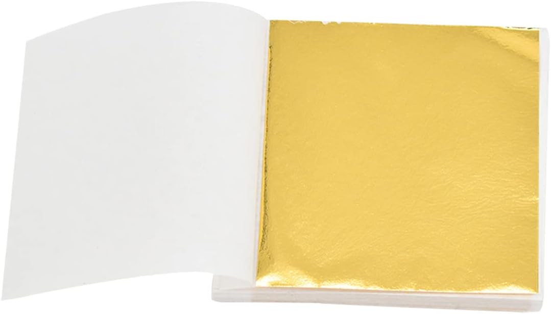 ECYC 200 Pcs 3.66x3.38 inch Imitation Gold Foil Sheets, Metal Foil Leaf Papers Gold Silver Leaf Sheets for DIY Crafts, Nails, Handcrafts, Furniture, Gilding Crafting,Gold 02