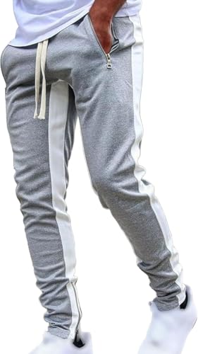 Maiyifu-GJ Mens Casual Drawstring Sweatpants with Zipper Pockets Athletic Workout Running Jogger Pants Elastic Waist Trousers2