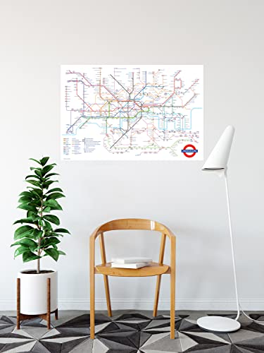 Buyartforless London Underground Transit Map 36X24 England Travel Art Print Poster, Multicolor #TOP1