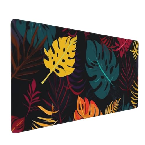 Tapis de souris grand format feuilles colorées pour décorer le bureau de la maison