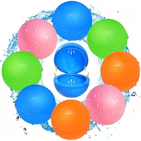 Reusable Water Balloons, Easy Quick Fill & Self-Sealing Water Bombs, Soft Silicone Water Splash Ball, Magnetic Water Ball for Outdoor Games, Summer Party(8Pcs) Cover