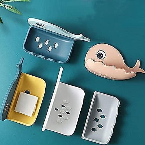 Image of Plastic Soap Dish Holder with Drainage Slots - Rectangular Self-Draining Soap Tray for Bathroom & Kitchen Sink, Non-Slip, Durable & Easy to Clean (White) Pack of 6