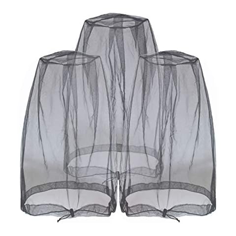 Anvin Mückenkopfnetze gegen Insekten, Insekten, Insekten, Insekten, Mücken von Allen Outdoor-Aktivitäten, funktioniert über die meisten Hüte, kommt mit Aufbewahrungstaschen (3 Stück) schwarz Cover