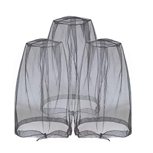 Anvin Mosquito Head Nets Gnat Repellant Head Netting for No See Ums Insects Bugs Gnats Biting Midges from Any Outdoor Activities, Works Over Most Hats Comes with Free Stock Pouches (3pcs, Black)