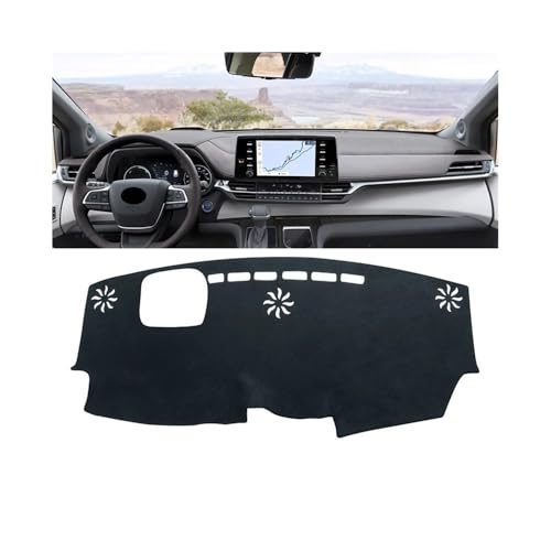 Tapis tableau de bord haut de gamme pour Toyota Sienna XL40 avec HUD finition noire