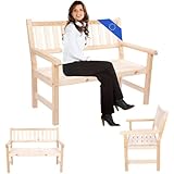 MODO24 Gartenbank aus Holz, Parkbank, Gartenmöbel, Sitzbank, Bank Friesenbank, Holzbank, 2-Sitzer, In- & Outdoor, FSC-Holz, Abmessungen 90x117x70 cm,...