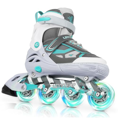 LEVYTEMP Adjustable Inline Skates for Kids and Adults, Outdoor Beginner Roller Skates with All Light Up Wheels for Girls, Boys, Men and Women