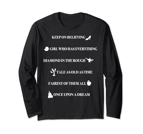 T-shirt Disney Princesses manches longues avec citations motivantes pour femme et ado