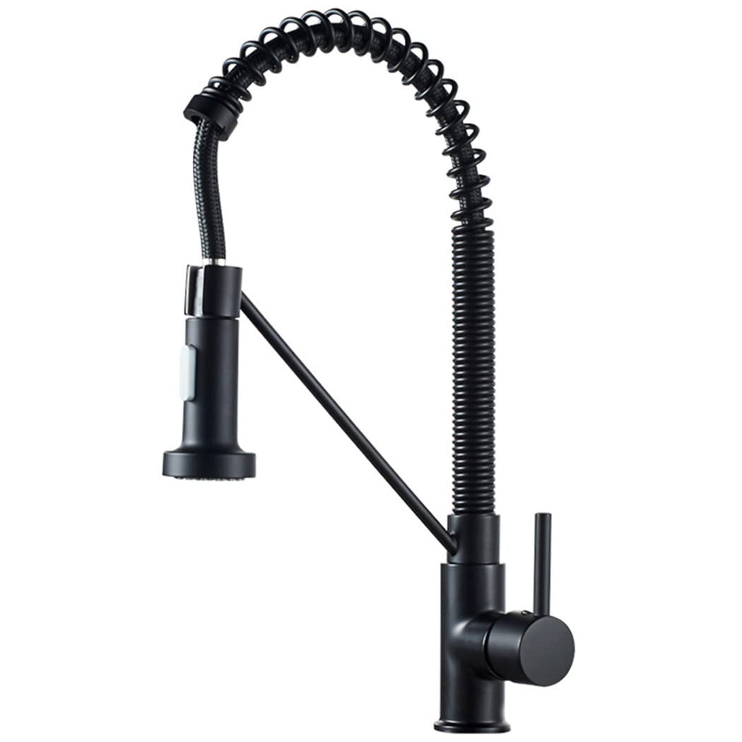Robinet de cuisine en laiton noir mat au design ressort commercial chic