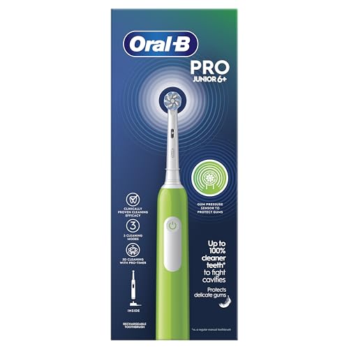 Oral-B Pro Junior elektrische tandenborstel, 1 groen handvat, 1 tandenborstelkop, ontworpen door...