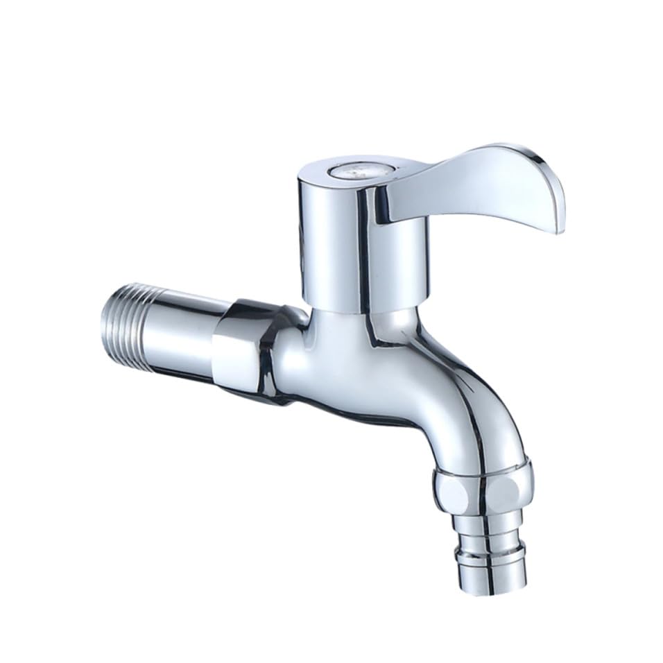 Grifo de agua de latón para lavadora con apertura rápida de 4cm antirrayaduras color plata