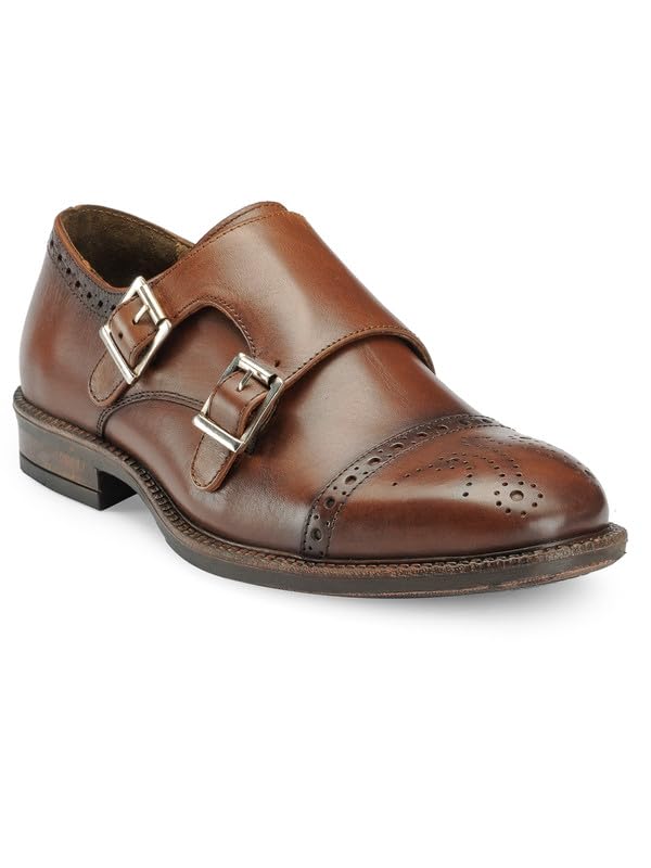 Image of TEAKWOOD LEATHERS Men Formal Monk Shoes Perfect for Semi Casual, Parties & Other Occasions Comfort, Durable Genuine Leather Monks Shoe for Men | SH MJ-57 P