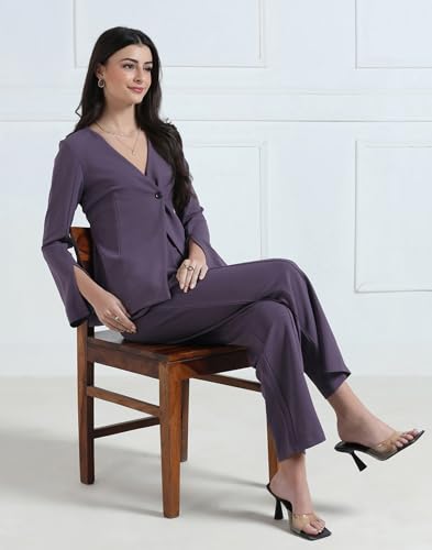 Image of Selvia Women's Lycra Top and Trouser Pant Set, Co ord Set for Women Stylish