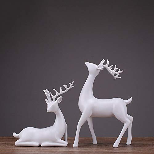 Résine artisanat cadeaux créatifs de couple de cerf blanc de salon