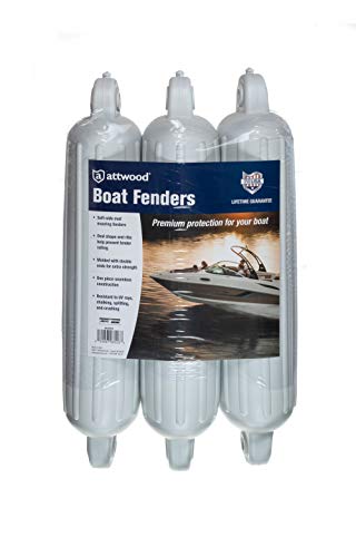 Attwood 93553P2 Softside Boat Fender, White, 5-Inch X 22-Inch, Pack Of 3 #TOP4
