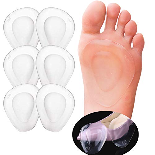 JKcare Gel Metatarsal Pads (Adhesive-Backed), Ball of Foot Cushions, Forefoot Support for Metatarsalgia, Morton’s Neuroma, Aching Feet Pain Relief- 6 Pack