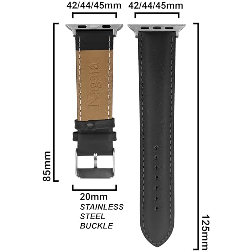 Image of DBLACK ''NAGATA2'' Compatible with Apple Watch Strap 42mm 44mm 45mm 46mm 49mm, Leather Watch Strap, Full Padded with Strong stitching, Matte Finish Watch Belt for iWatch Series 10 9 8 7 6 5 4 3 2 1 SE /SE2 and Ultra 2 /Ultra (Watch is Not Included)