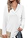 BZB Long Sleeve Shirts for Women Casual Fall Tunic Tops Long V Neck Oversized Loose Fitting Pullover Sweater White M