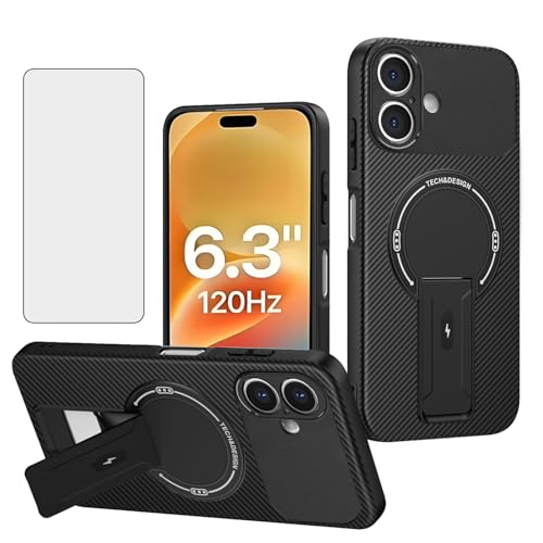 Coque iPhone 17 anti-rayures coque carbone magnétique avec verre trempé écran antichoc