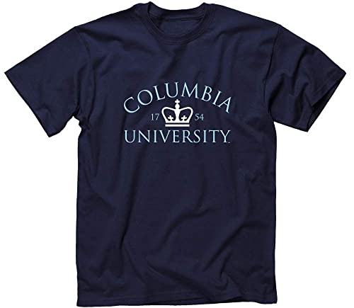 Ivysport Columbia University Short Sleeve Classic Fit Cotton T-Shirt with Crown Logo Navy X-Large