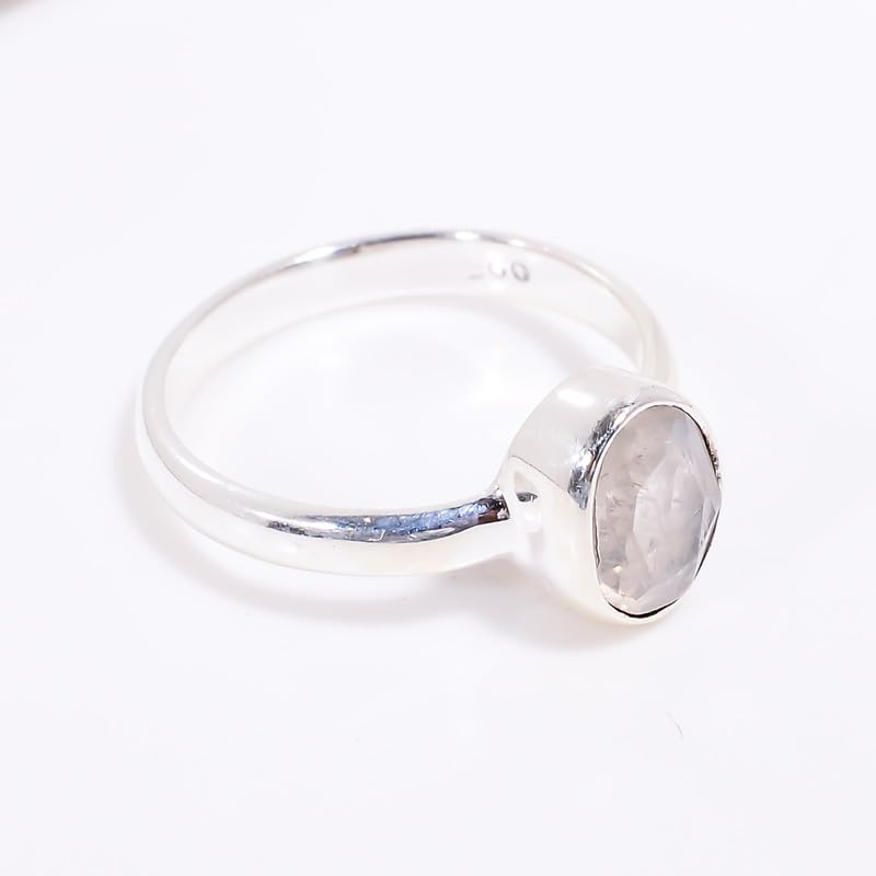 Bague fine pierre de lune en argent 925 hypoallergénique - 4