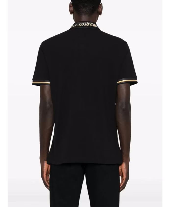 Versace Jeans Couture Black/Gold Mens Polo Shirt with Baroque Collar4