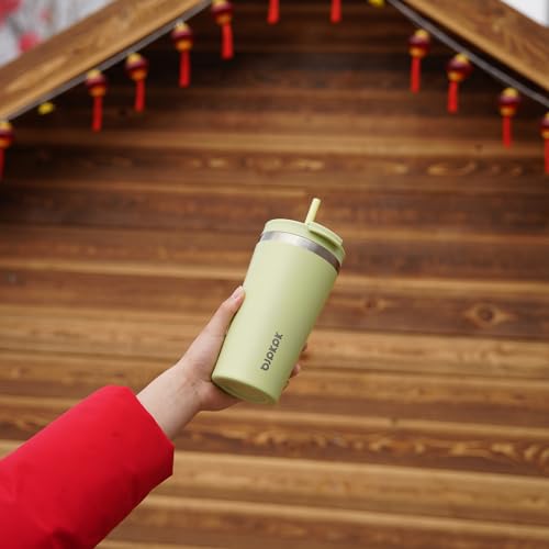 Image of BJPKPK 18 oz Coffee Tumbler with Straw, Insulated Stainless Steel Cup