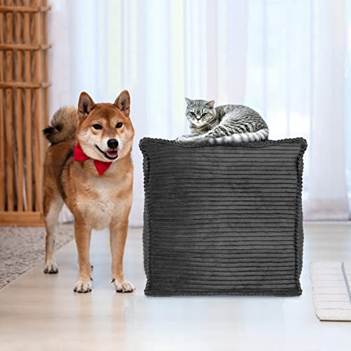 Louis Donné Pouf Ottoman Foot Rest, Pouf Ottoman Cover, 17.7" Color Black Square Boho Pouf Ottoman With Storage For Living Room Indoor And Outdoor,Gifts For Women Man #TOP1