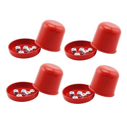 Alasum Set 4 Tazze Per Dadi Spesse Antirottura Con Coperchio e 5 Dadi Rossi Anti-imbroglio Per Gioco Divertente Ktv Accessori Bar Per Serate Con Amici