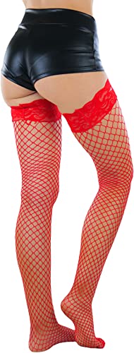 Image of ToBeInStyle Women's Vibrant Large Net Fishnet Thigh High Elastic Nylon Novelty Stockings