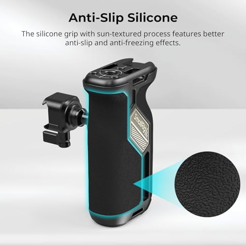 Image of SmallRig Push-Button Rotating NATO Side Handle for Left and Right Hand, 360 Rotatable Side Handle with Anti-Slip Silicone, Camera Grip with Built-in Threaded holes, Wrist Strap Hole, Cold Shoe - 4359