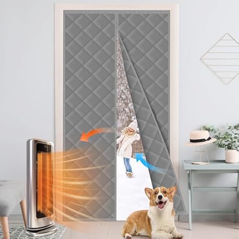 Cotton Thermal Door Screen Draft Stopper Cover Made of Oxford and Cotton Fill Fit 32x80inch Door Screen Door Itself Size 34x82inch Thermal Curtains for Winter, Thermal Insulated Door Curtain for Doors Cover