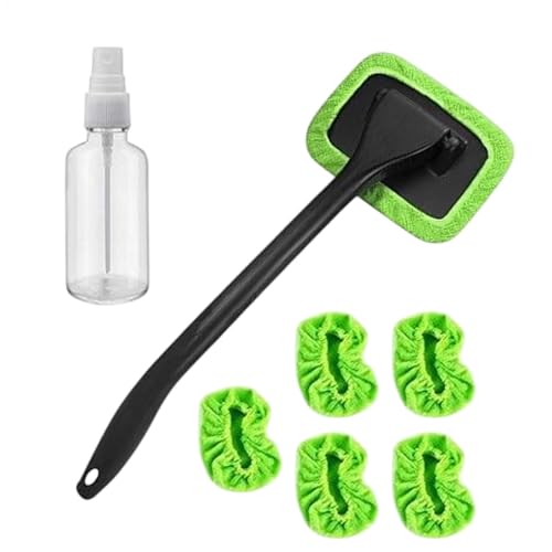 Limpiador de parabrisas, herramienta de limpieza de parabrisas, limpiador de parabrisas de coche, herramienta de limpieza de ventanas con 5 toallas reutilizables, fregona giratoria de 180 grados