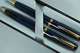 Cross Made in Japan 1995 Edition Solo Classic with Cross Signature Gold Rings Midnight Blue Lacquer & 23KT Gold Appointments, Dual Personality, Tapered end,Gel Ink Rollerball Pen and 0.5MM Pencil Set