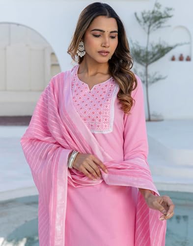 Image of SKYLEE Rayon Chikankari Embroidery Anarkali Kurta Set with Dupatta