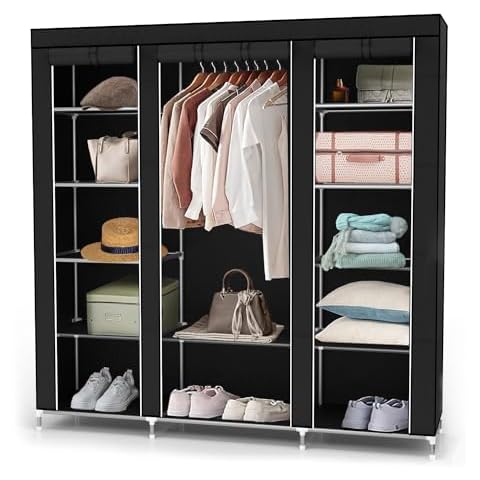 INTIRILIFE Raven Black Fabric Wardrobe Cover